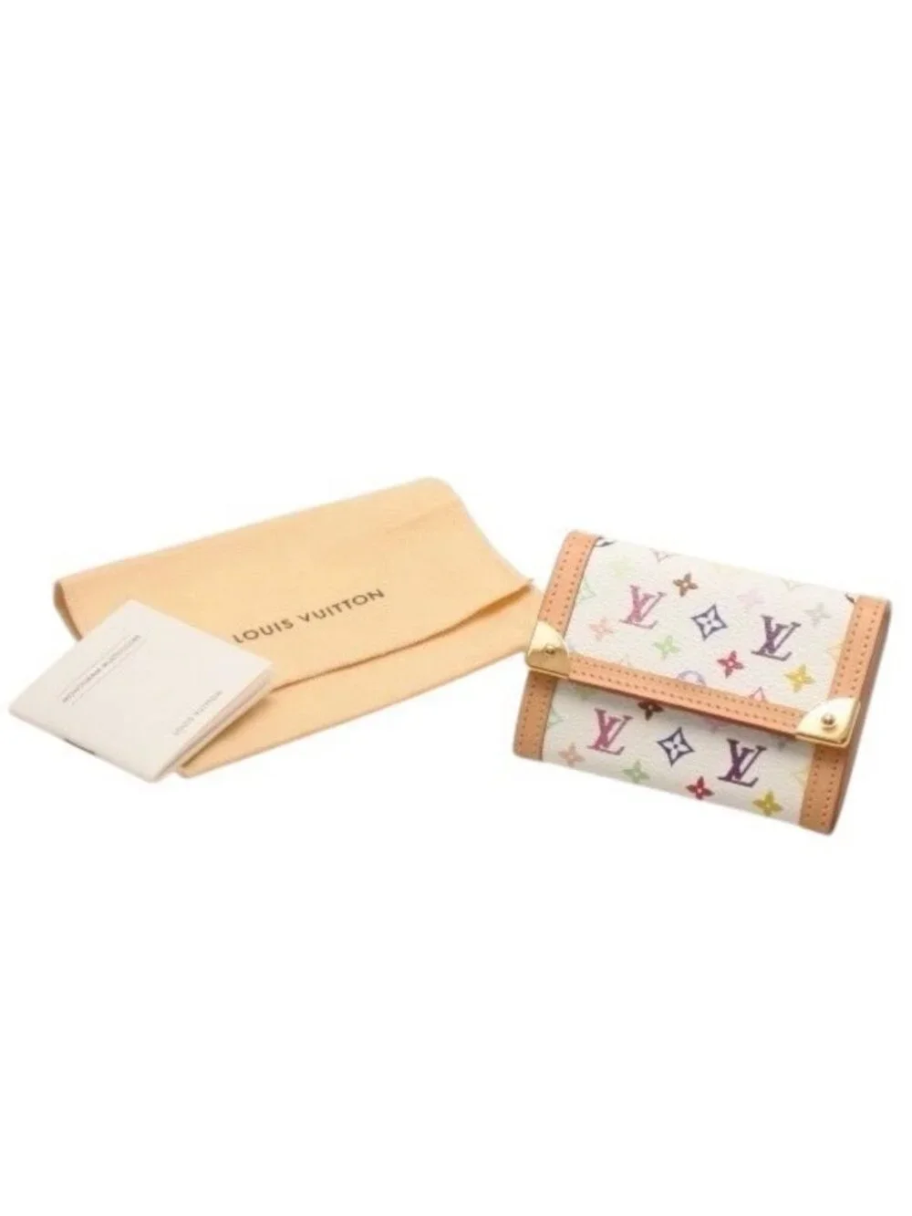 Louis Vuitton Porte Monnaie Plastic Coin Purse Monogram Multicolor White